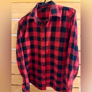 Uillnoodu Women's Flannel Plaid Shirt Long Sleeve Button Down Casual Cotton